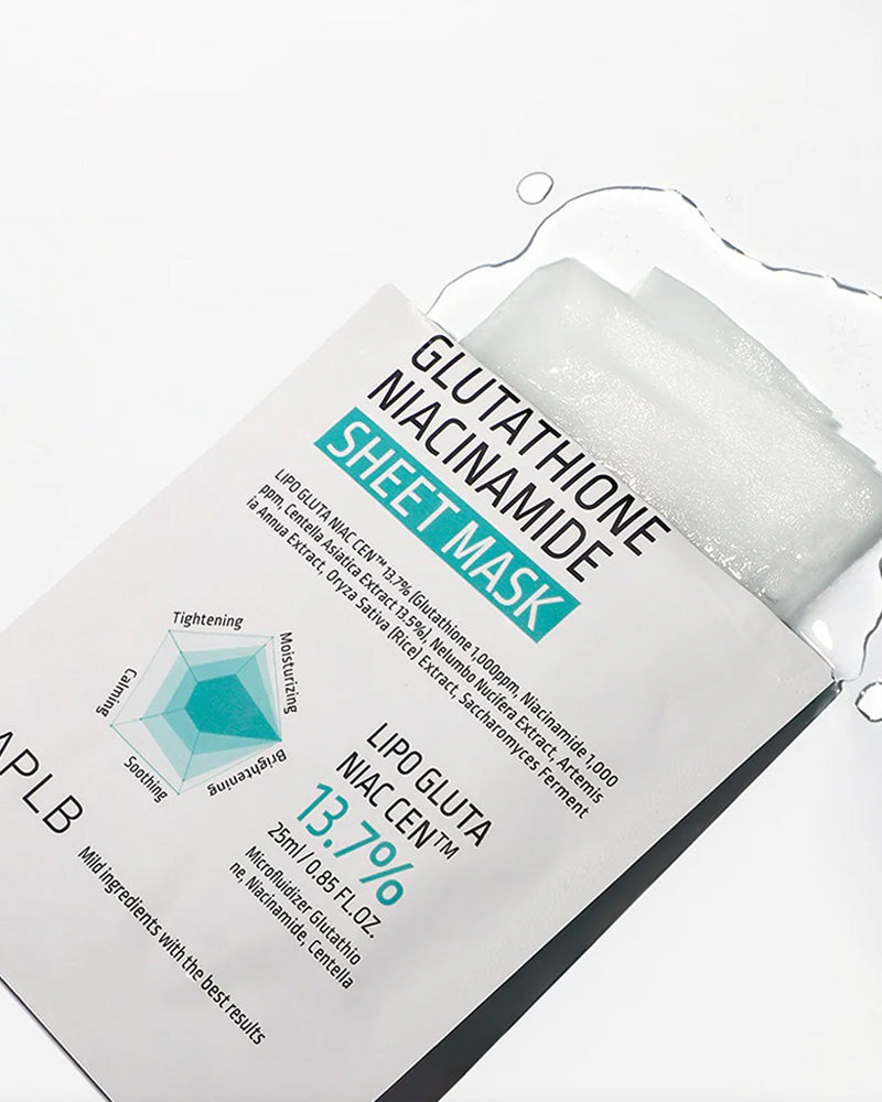 aplb glutathione niacinamide sheet mask ingredients APLB Glutathione Niacinamide Sheet Mask for Glowing Skin