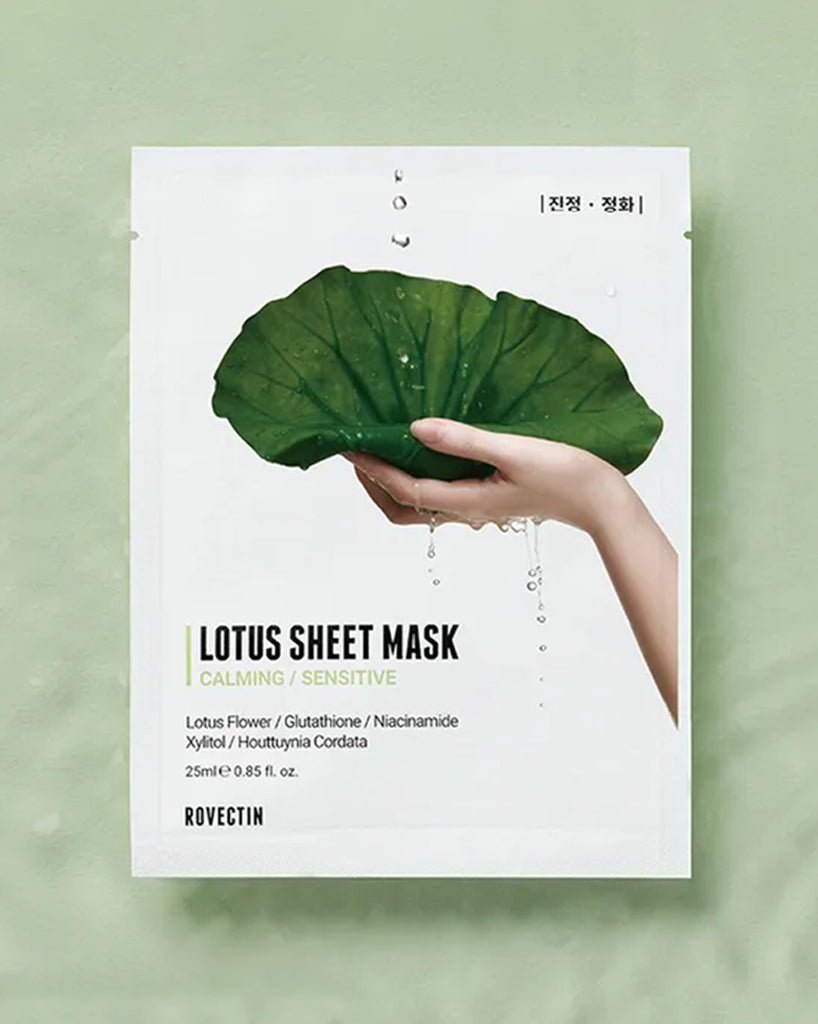 Masque en tissu apaisant à l'eau de lotus pure ROVECTIN