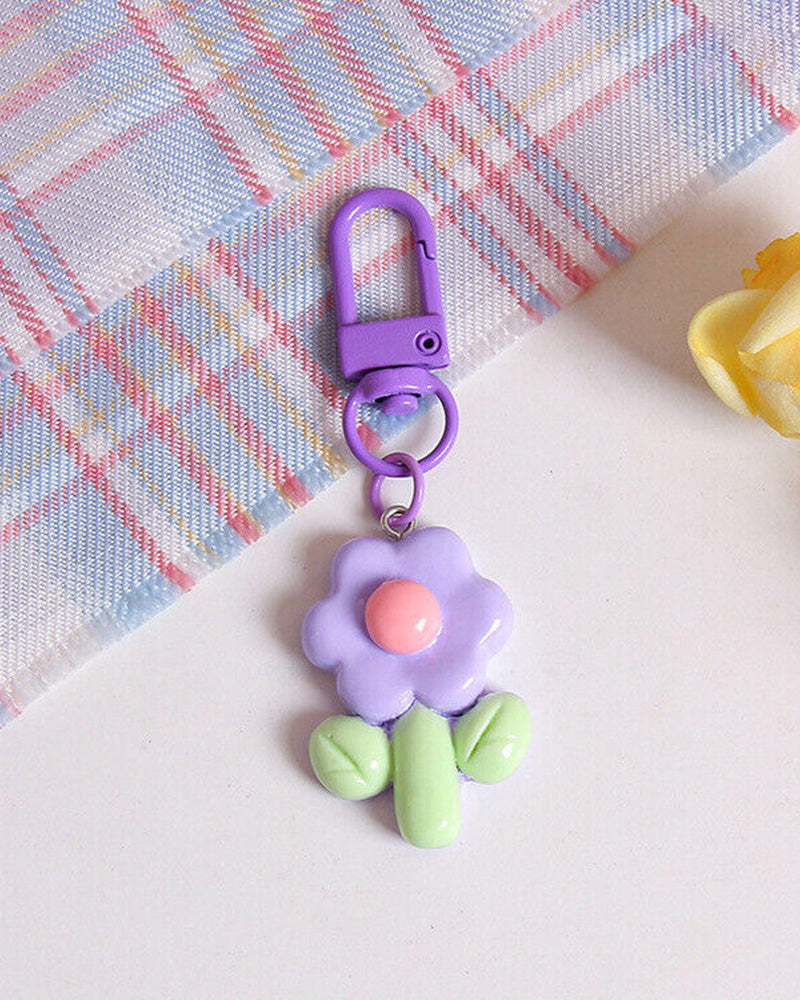 Petit porte-clés fleur en acrylique