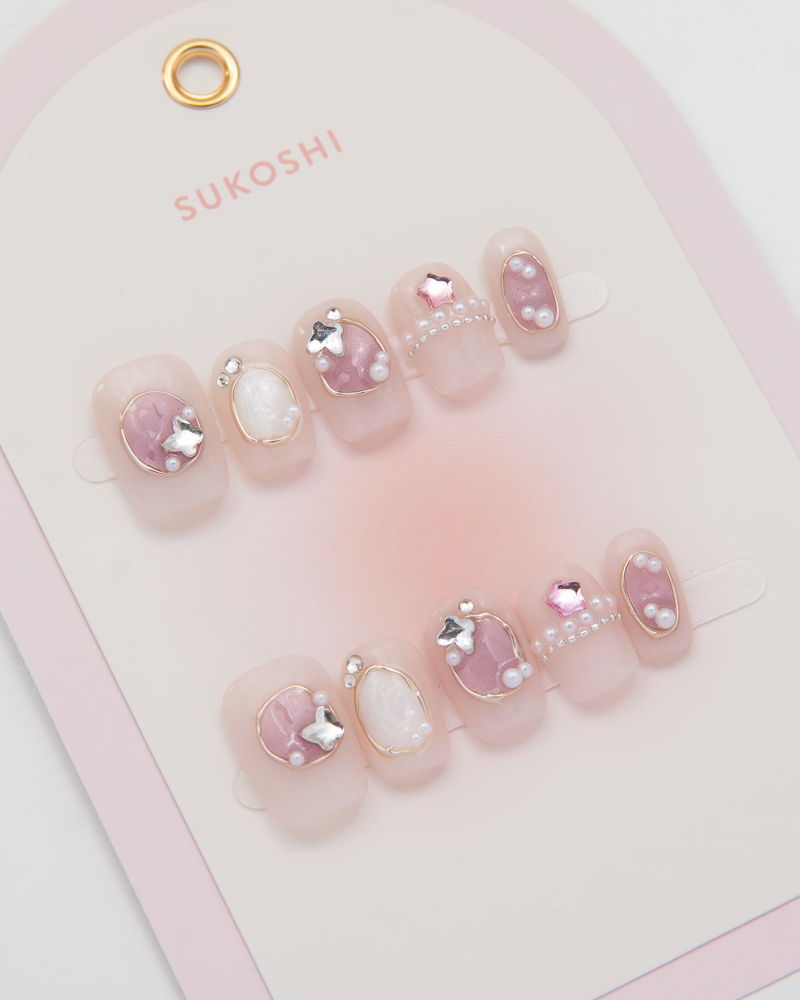 SUKOSHI Handmade Press-On Nails Pink Dollhouse