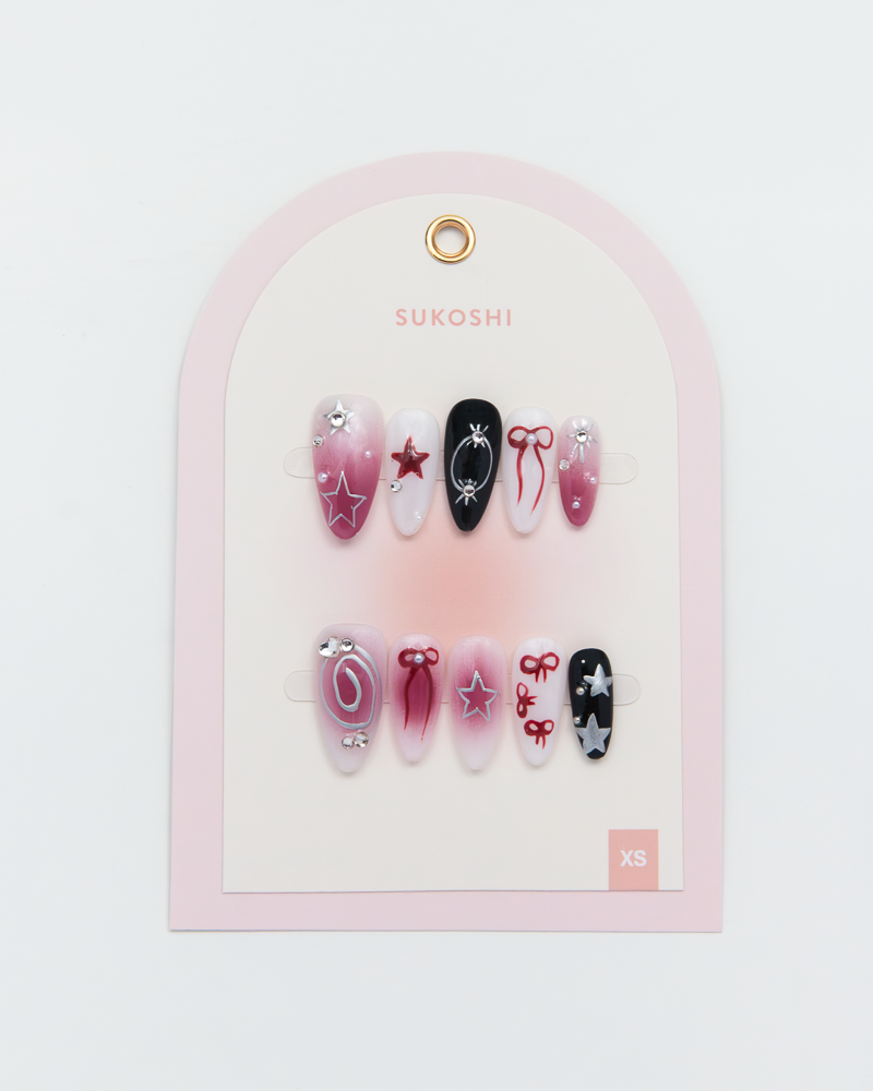 SUKOSHI Handmade Press-On Nails Cherry Bomb