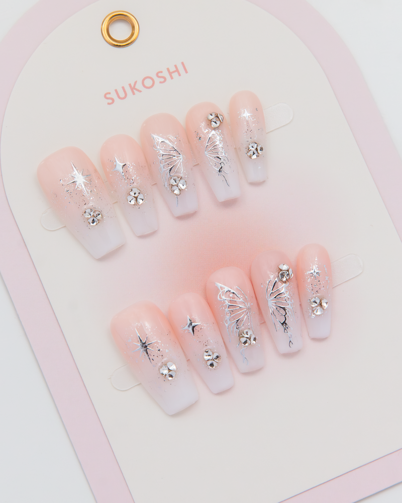 SUKOSHI Handmade Press-On Nails Butterfly Dreams