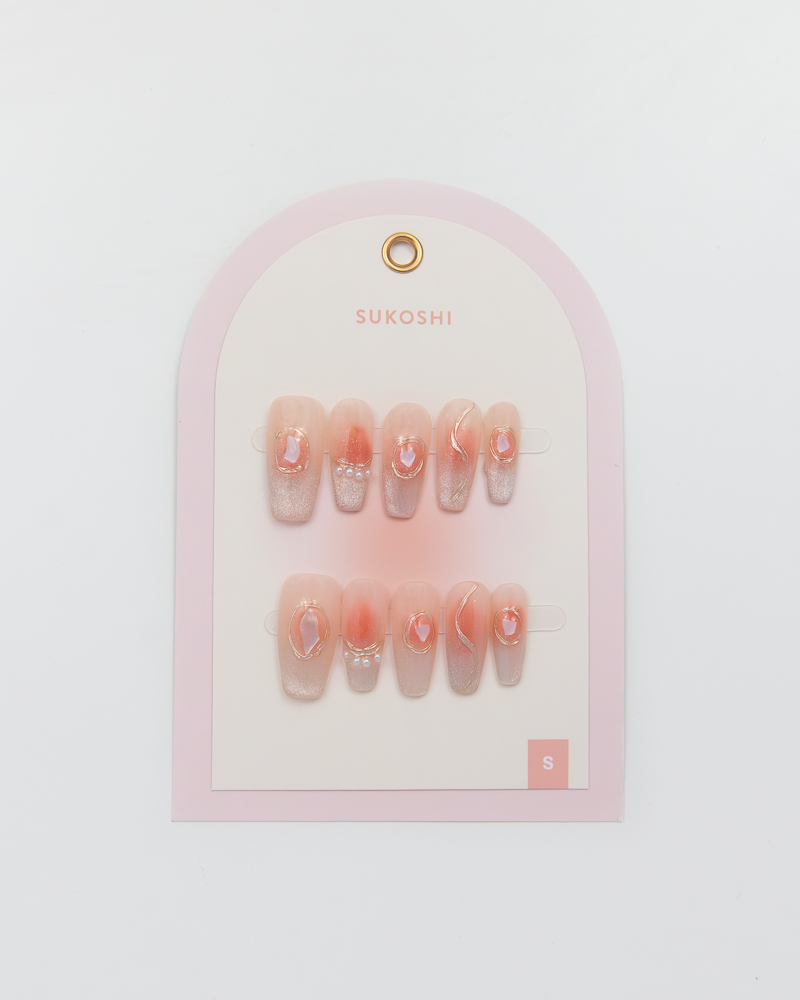 SUKOSHI Handmade Press-On Nails Peach Shimmer