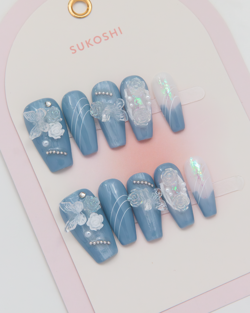 SUKOSHI Handmade Press-On Nails Seasalt Lychee