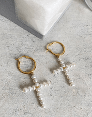 Pearl Cross Midi Hoops