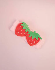 soft fluffy strawberry headband in baby pink colour style