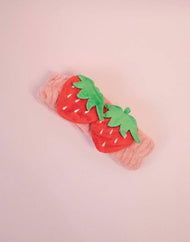 soft fluffy strawberry headband in dusty pink colour style