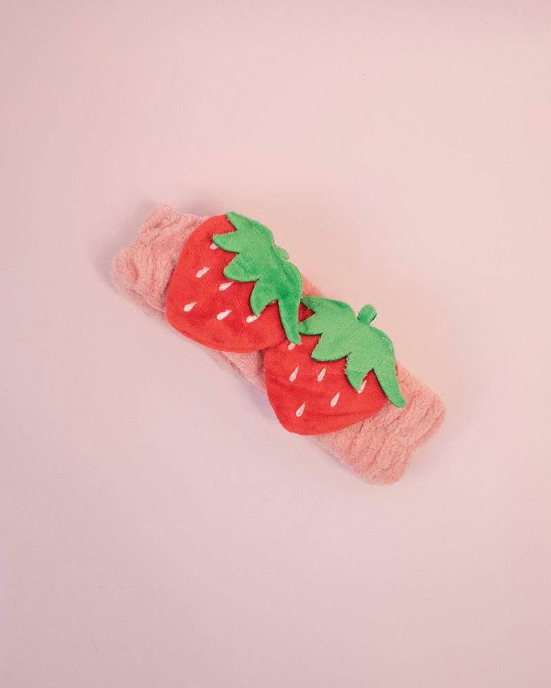 soft fluffy strawberry headband in dusty pink colour style