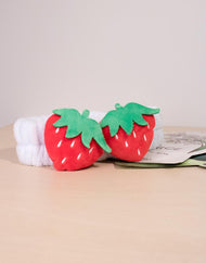 soft fluffy strawberry headband in baby blue colour style