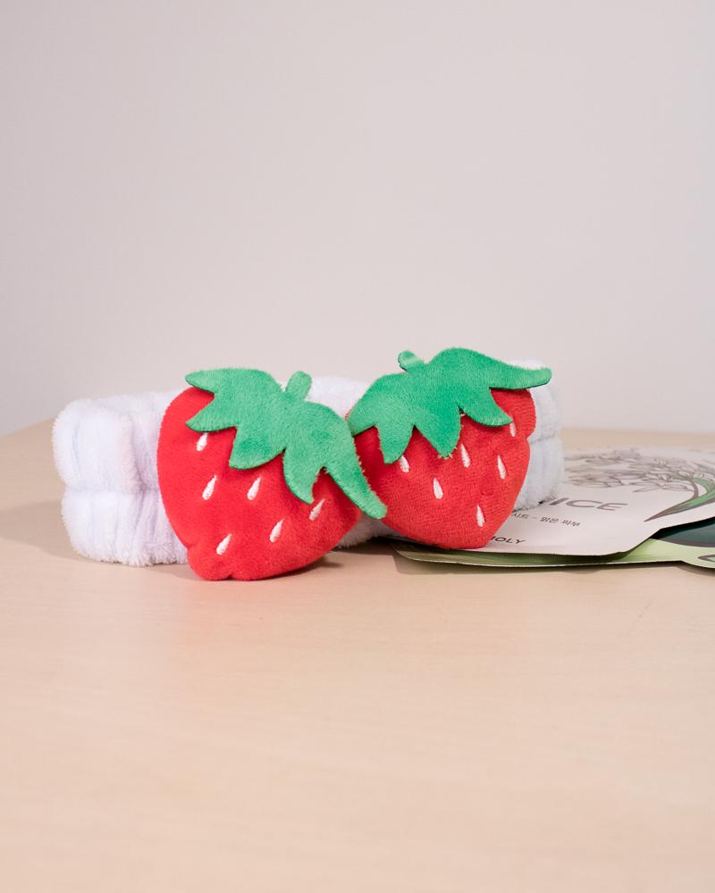 soft fluffy strawberry headband in baby blue colour style