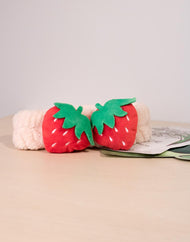 soft fluffy strawberry headband in beige colour style
