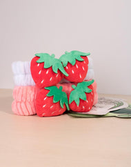 soft fluffy strawberry headband in baby blue and hot pink colour styles