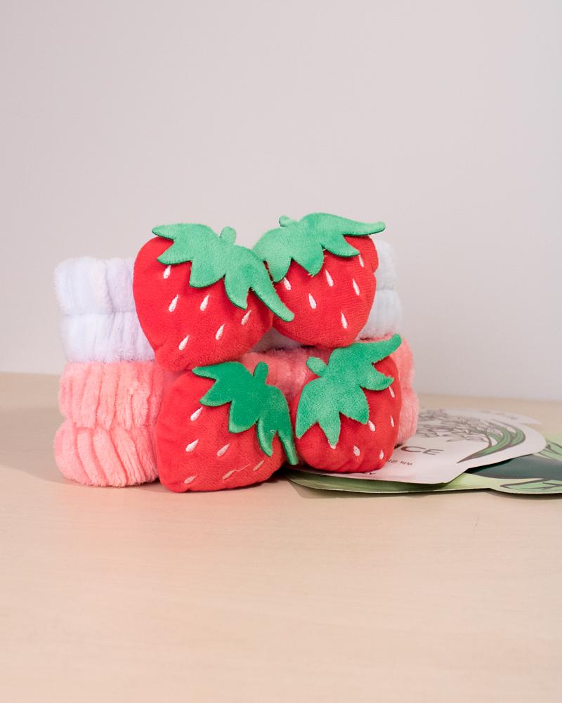 soft fluffy strawberry headband in baby blue and hot pink colour styles
