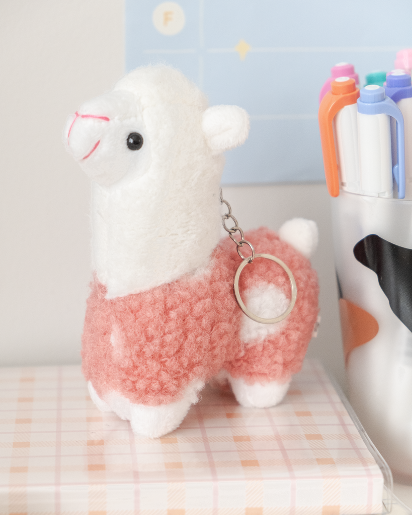 Porte-clés en peluche alpaga