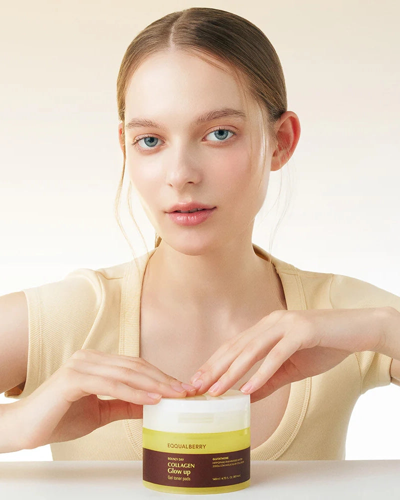 EQQUALBERRY Collagen Glow Up Gel Toner Pads