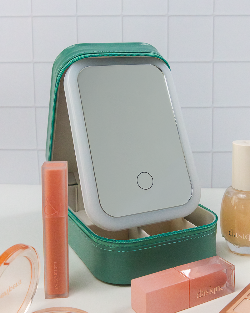 Miroir de maquillage LED pliable