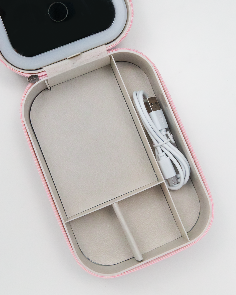 Miroir de maquillage LED pliable