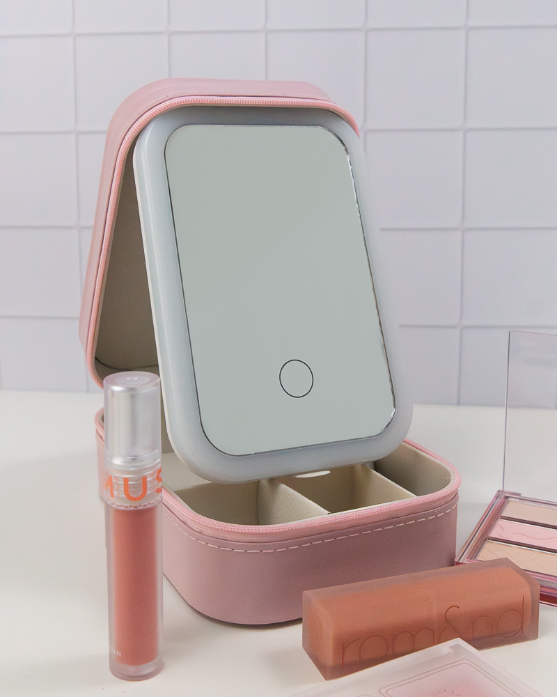 Miroir de maquillage LED pliable