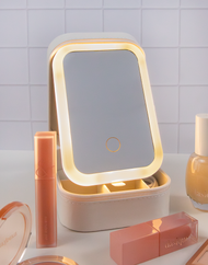 Miroir de maquillage LED pliable