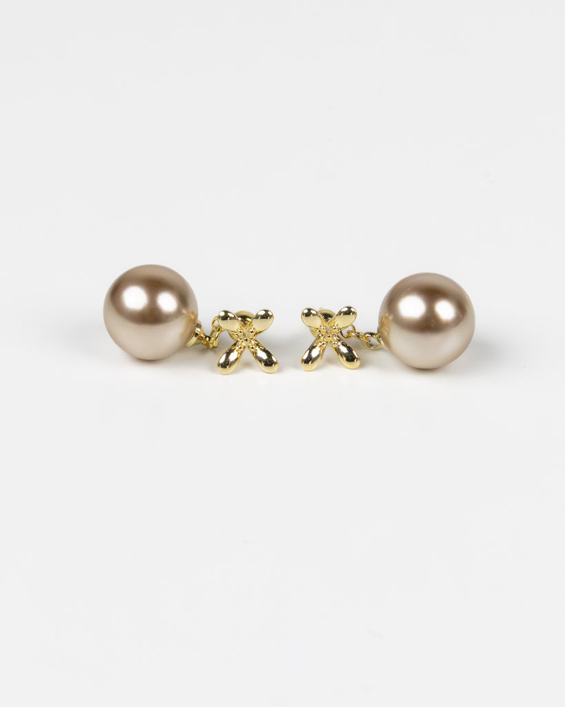 NYU NYU Flora Cocoa Pearl Drop Earrings