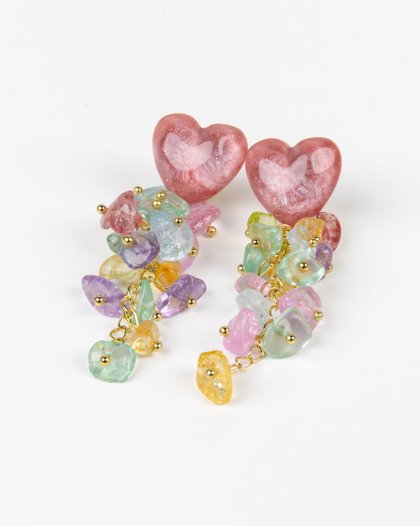 NYU NYU Jelly Heart Rainbow Rockfall Earrings