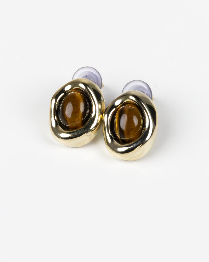 NYU NYU Gold Cat-Eye Halo Studs