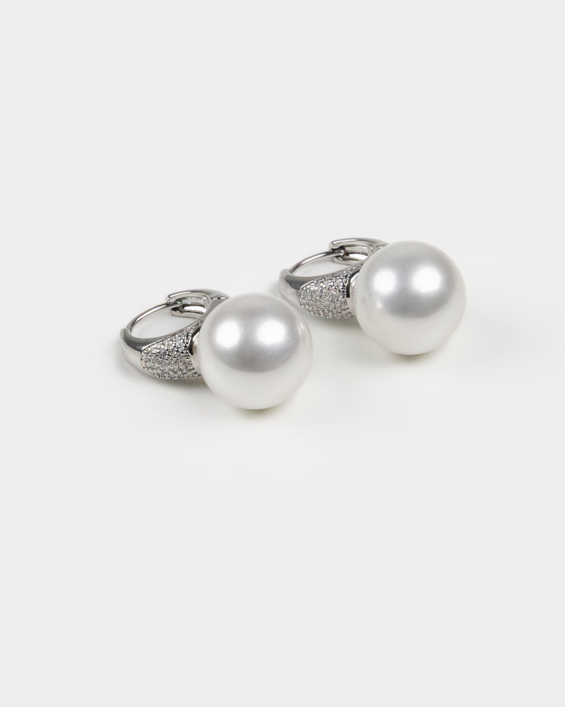 NYU NYU Pearl Halo Hoop Earrings