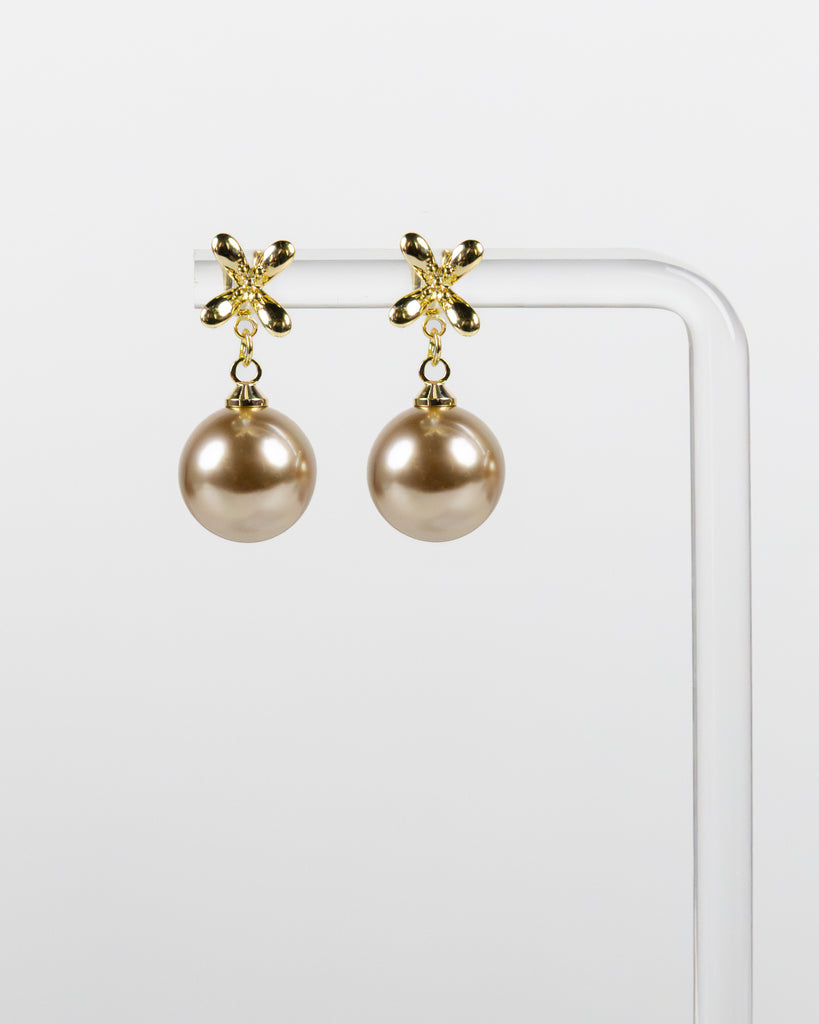 NYU NYU Flora Cocoa Pearl Drop Earrings