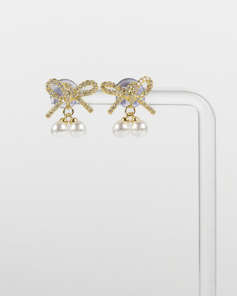 NYU NYU Gold Pearl Bowknot Earrings