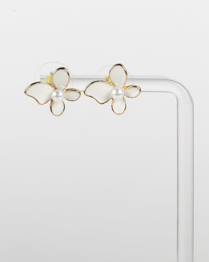 NYU NYU Ivory Petal Flutter Studs