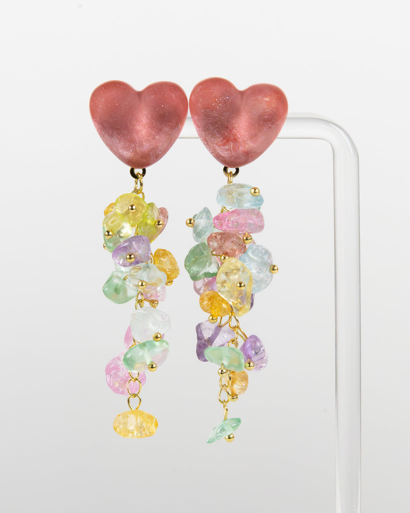 NYU NYU Jelly Heart Rainbow Rockfall Earrings