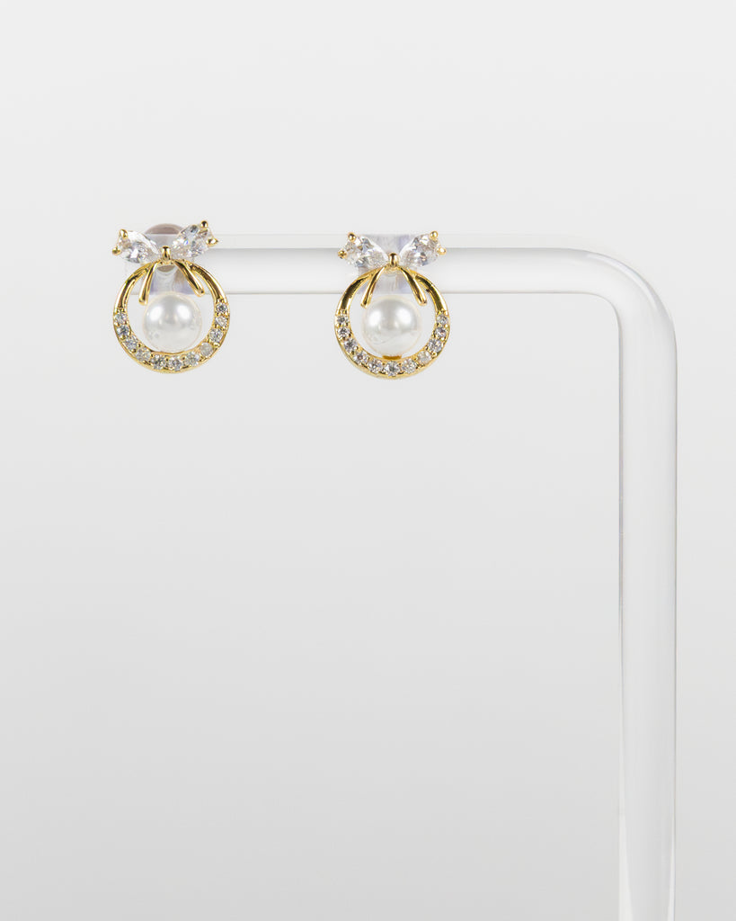 NYU NYU Sweet Halo Bow Pearl Studs