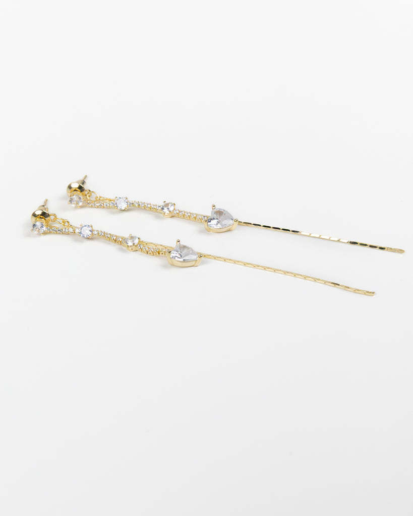 SUKOSHI Crystalline Veil Heart Drop Earrings
