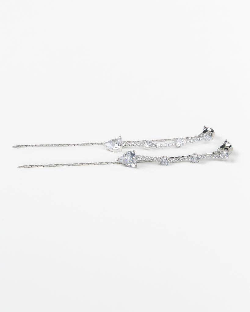 SUKOSHI Crystalline Veil Heart Drop Earrings