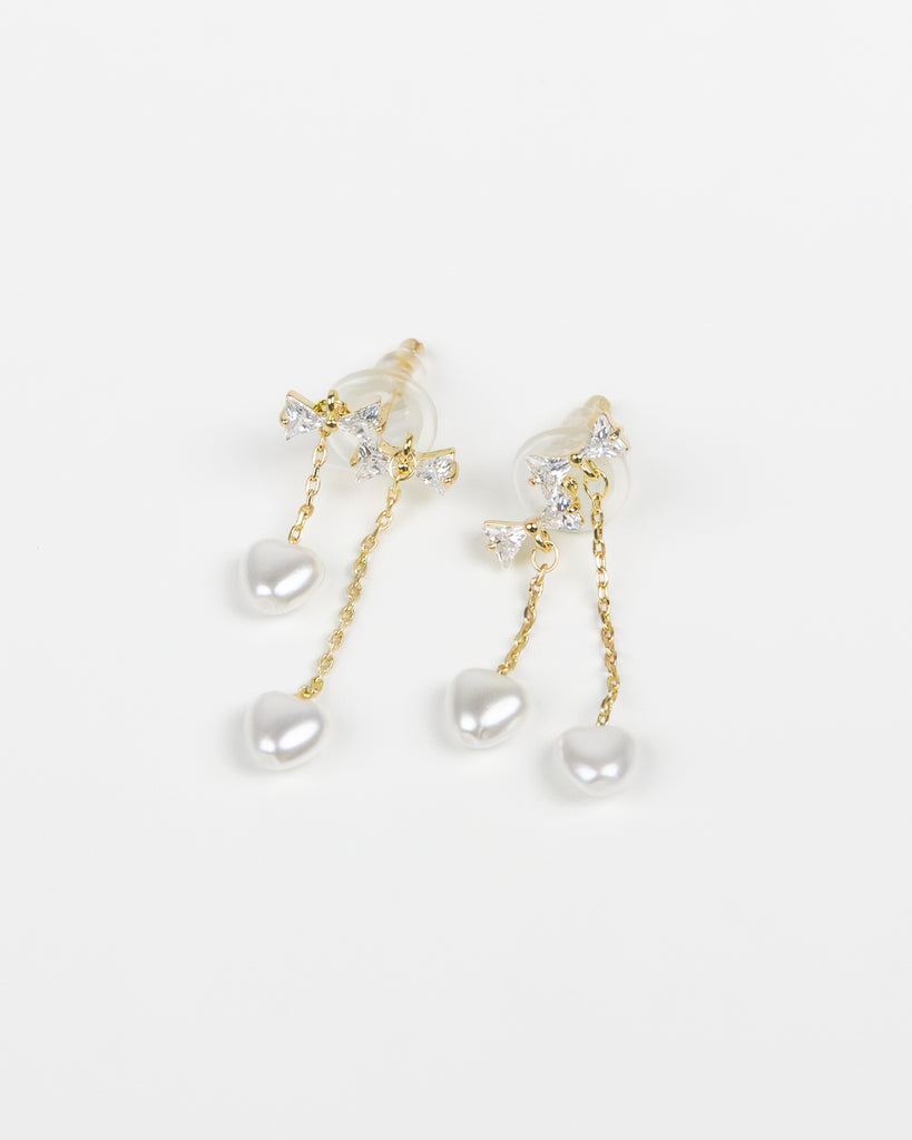 SUKOSHI Morning Star Pearl Heart Drop Earrings