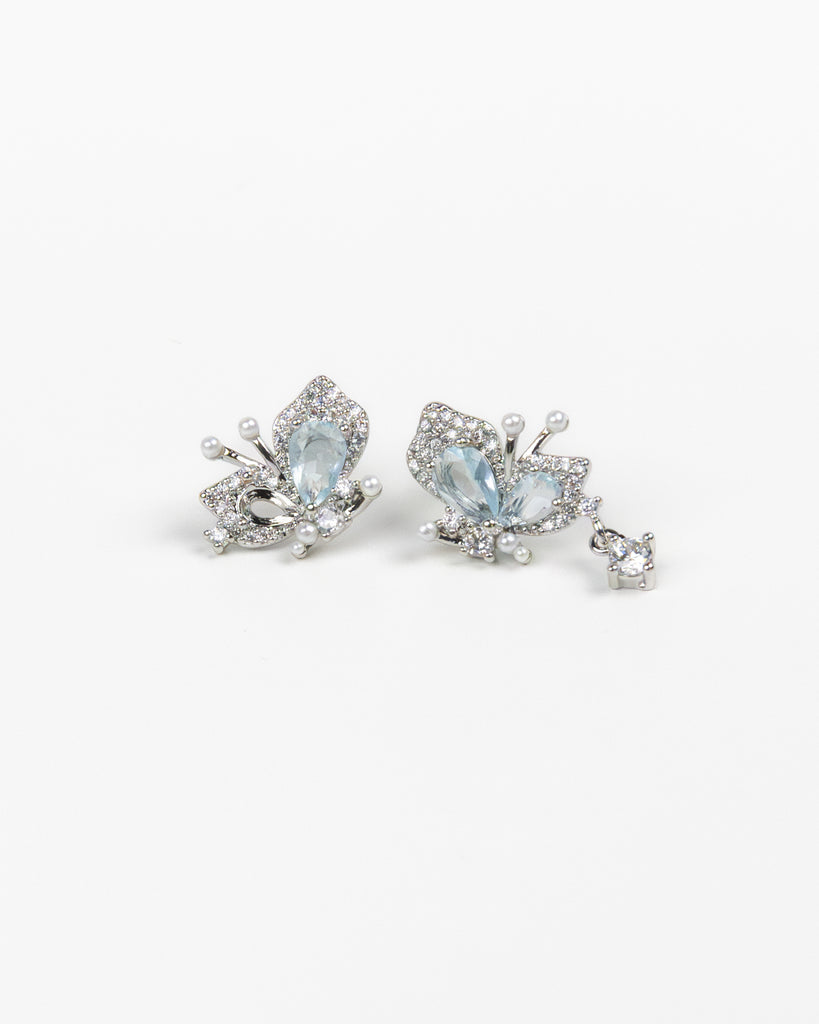SUKOSHI Crystal Wing Butterfly Pearl Studs