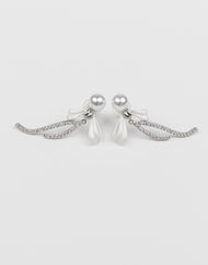 SUKOSHI Pearl Bow Wishbone Drop Earrings
