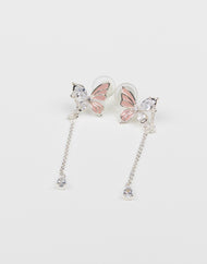 SUKOSHI Crystal Wing Butterfly Chain Drop Earrings
