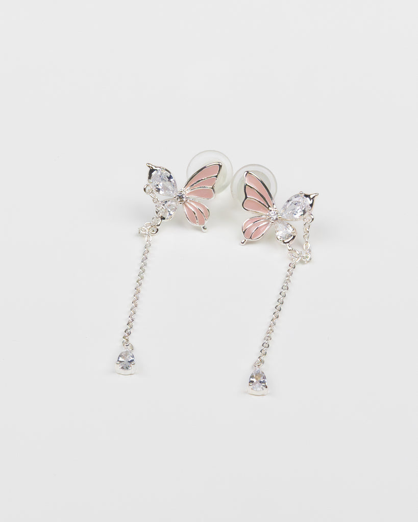 SUKOSHI Crystal Wing Butterfly Chain Drop Earrings