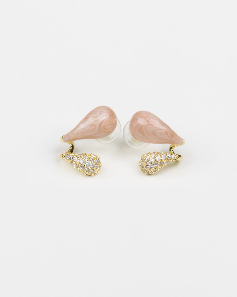 SUKOSHI Peach Swirl Teardrop Studs