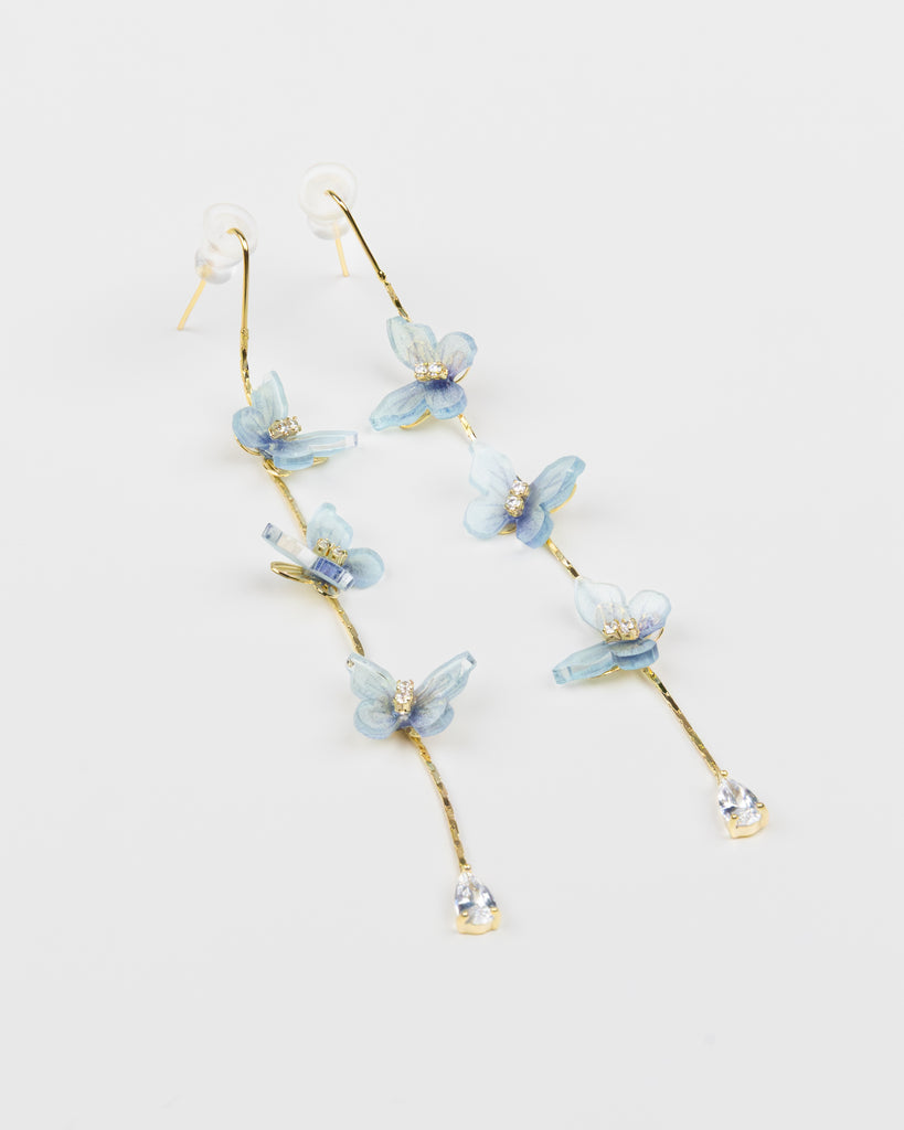 SUKOSHI Blue Butterfly Golden Cascade Earrings