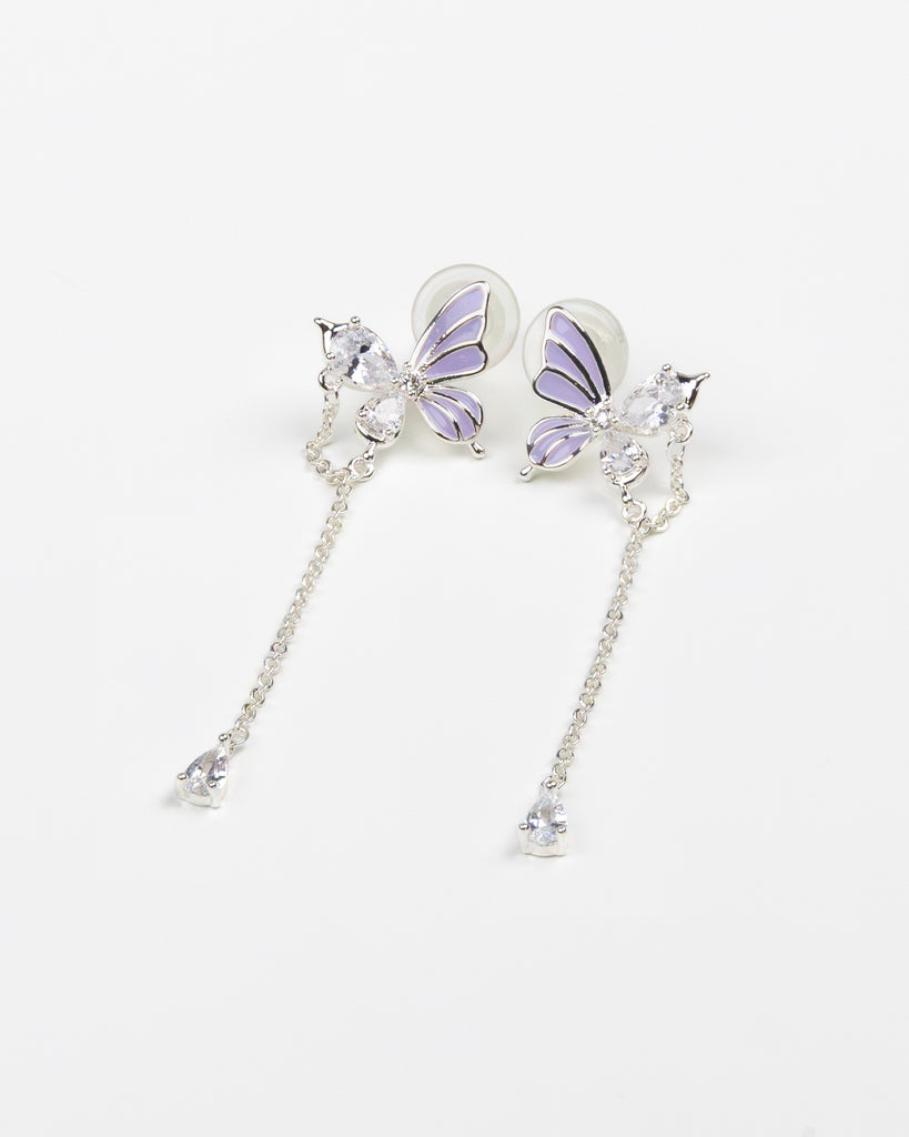 SUKOSHI Crystal Wing Butterfly Chain Drop Earrings