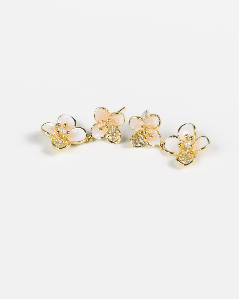 SUKOSHI Sakura Blossom Duo Drop Earrings
