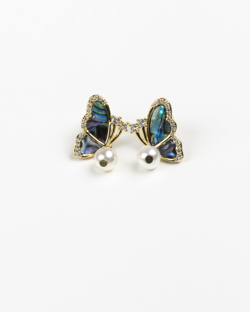 SUKOSHI Iridescent Butterfly Pearl Drop Earrings