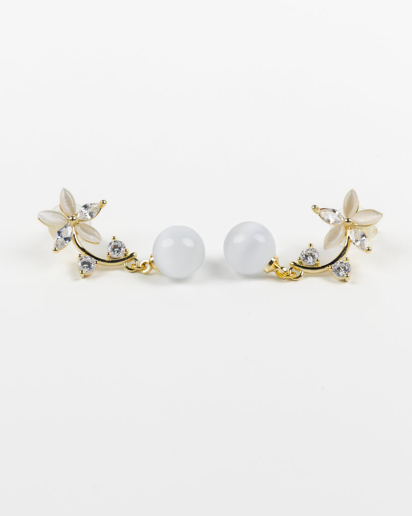 SUKOSHI Flower Arc Pearl Drop Earrings