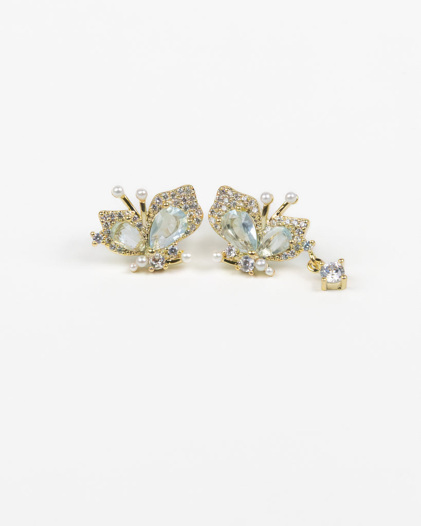 SUKOSHI Crystal Wing Butterfly Pearl Studs