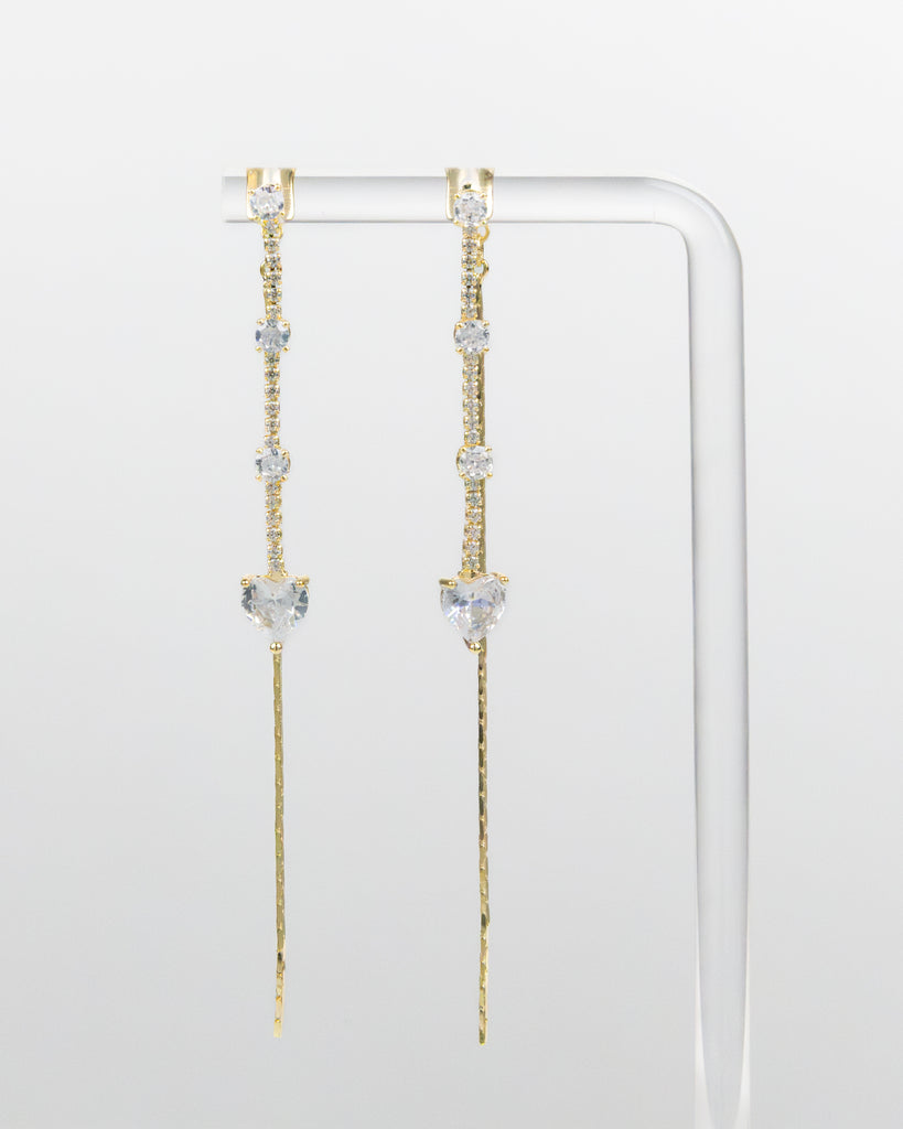 SUKOSHI Crystalline Veil Heart Drop Earrings