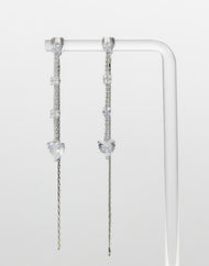 SUKOSHI Crystalline Veil Heart Drop Earrings