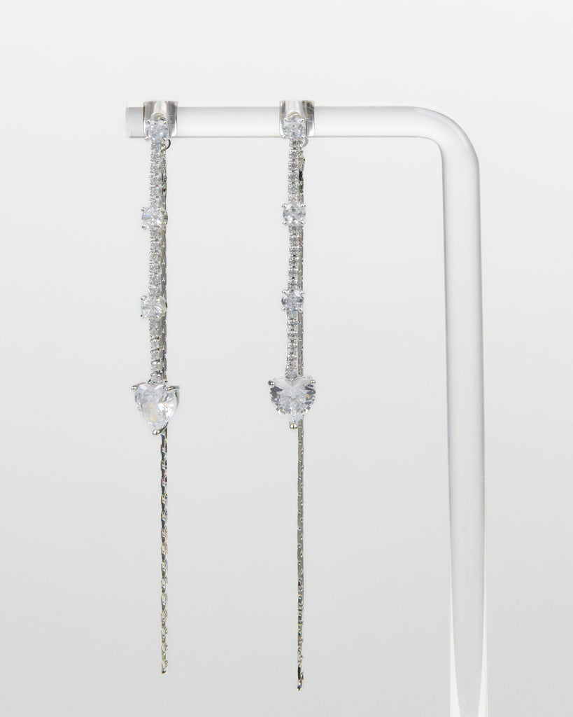 SUKOSHI Crystalline Veil Heart Drop Earrings