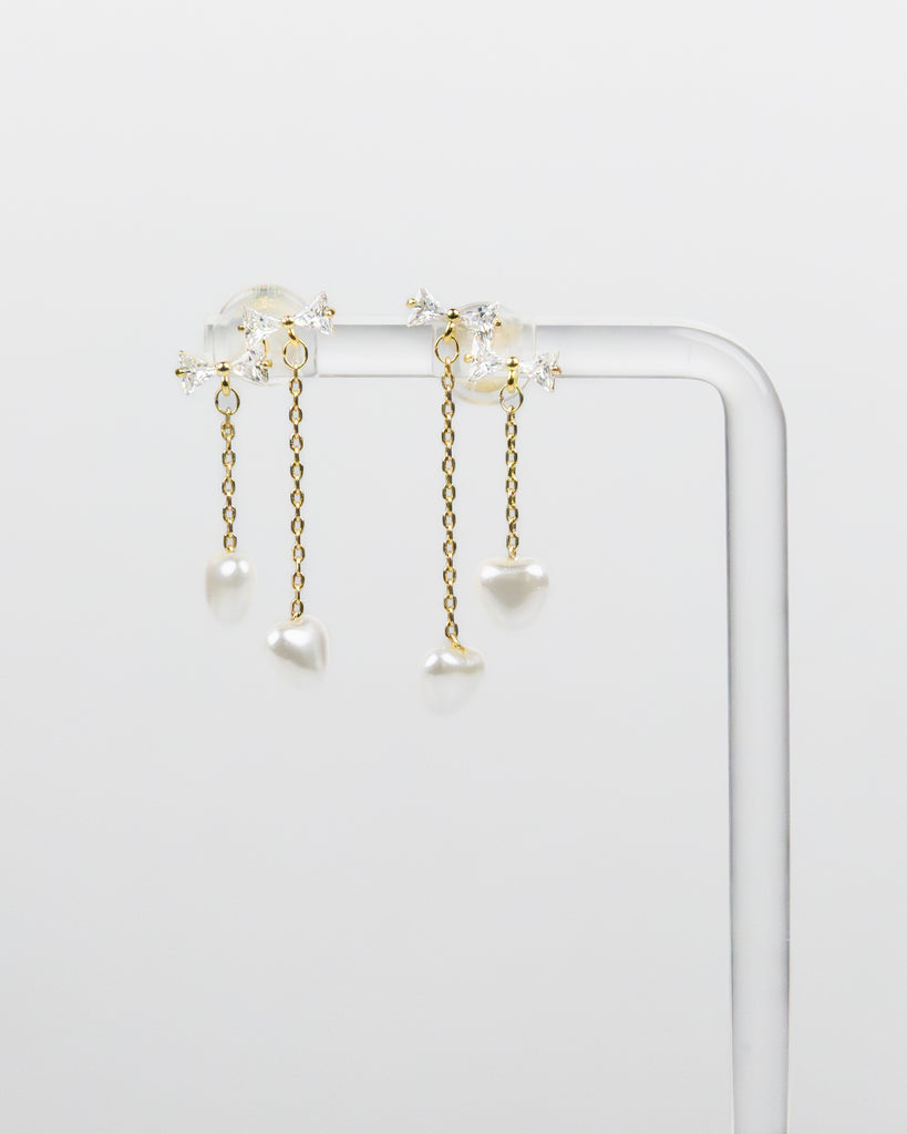 SUKOSHI Morning Star Pearl Heart Drop Earrings